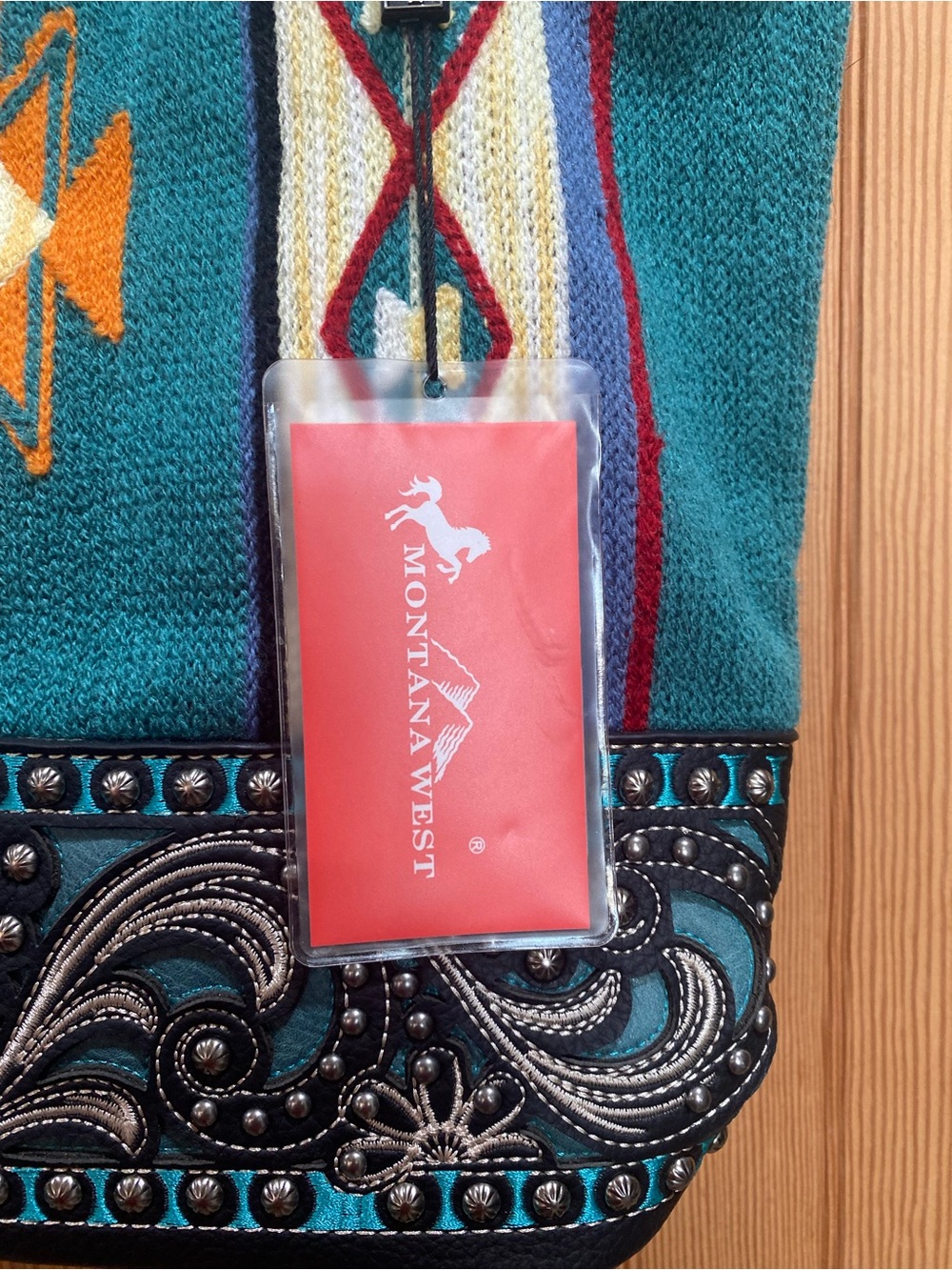 NWT Montana West Turquoise and Navy Southwestern Tote - Picture 6 of 9
